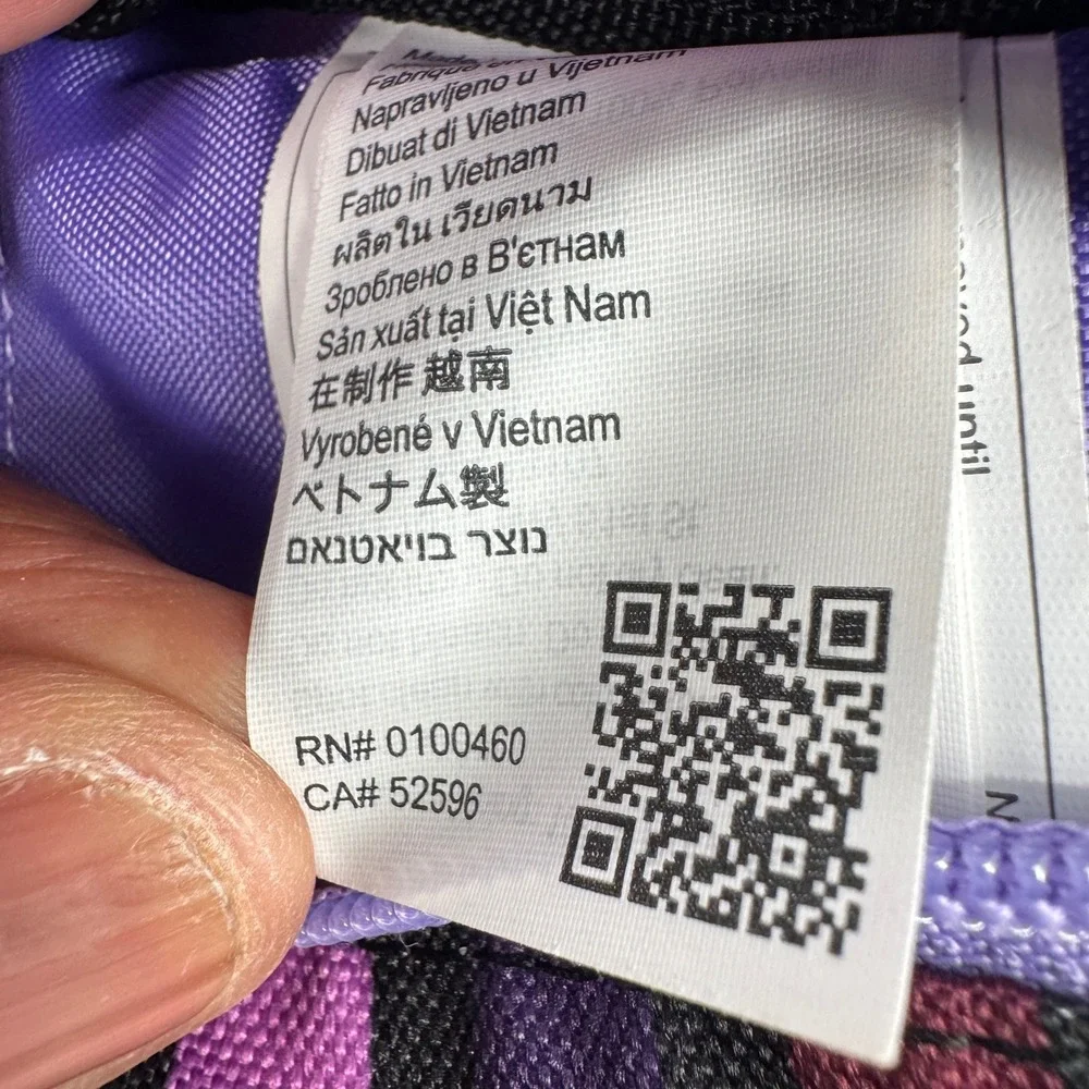 KAVU Rope Sling Bag Purple Pink Multicolor Stripe Crossbody Backpack